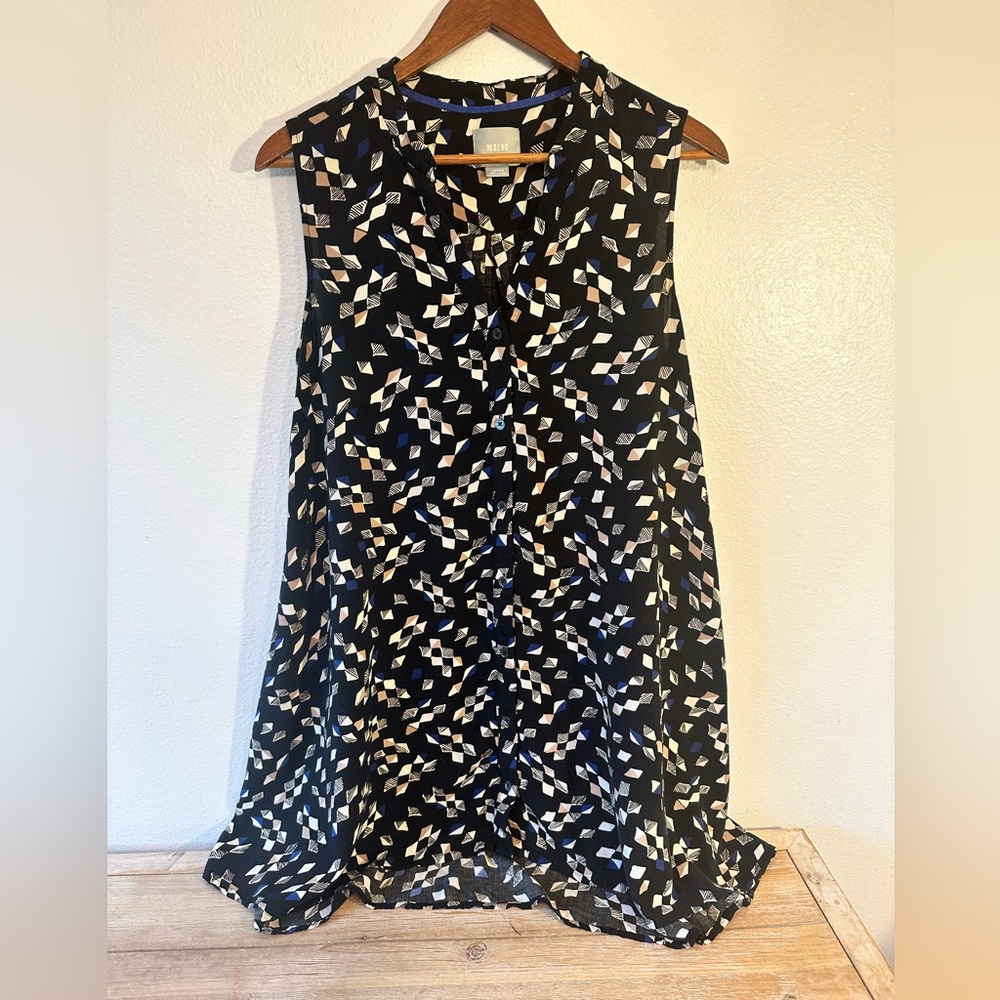 Maeve Black and Cream Patterned Sleeveless Dress